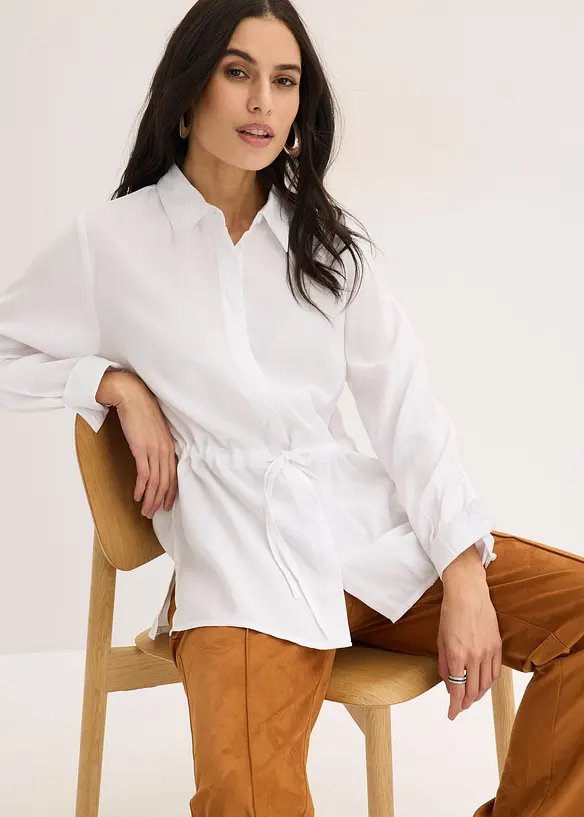 Poplinskjorte med sydde folder, bonprix