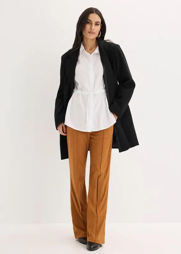 Poplinskjorte med sydde folder, bonprix