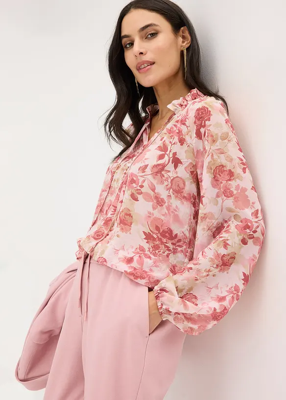 Chiffontunika med knyting, bonprix