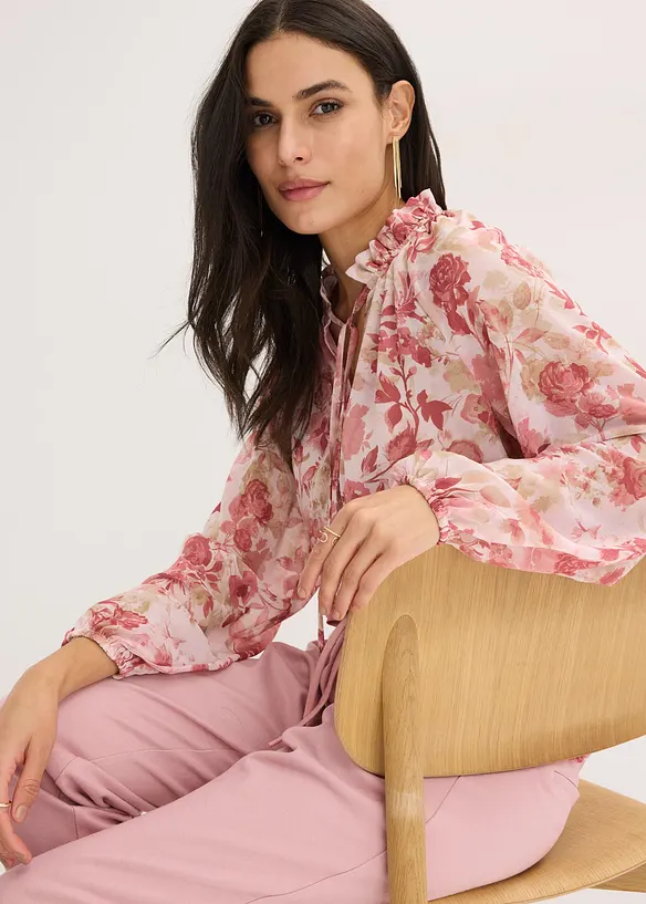 Chiffontunika med knyting, bonprix