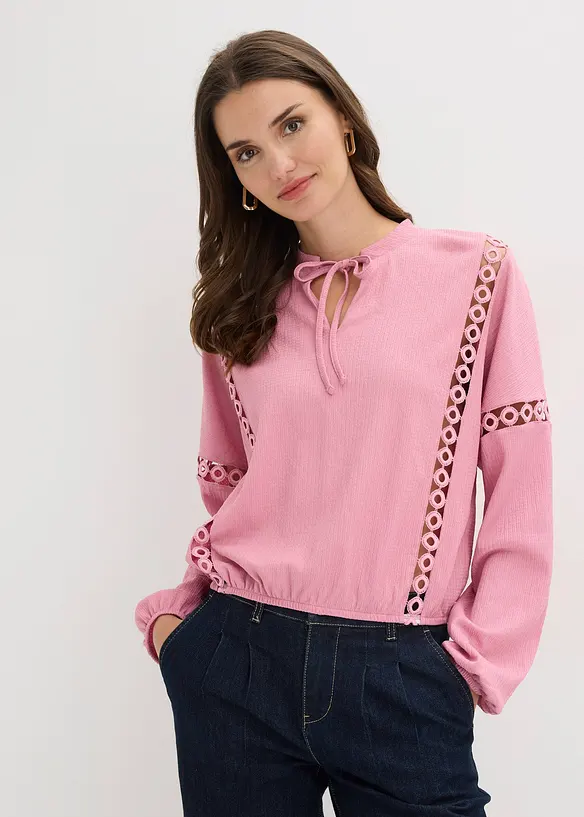 Langermet topp i strukturert krepp, bonprix