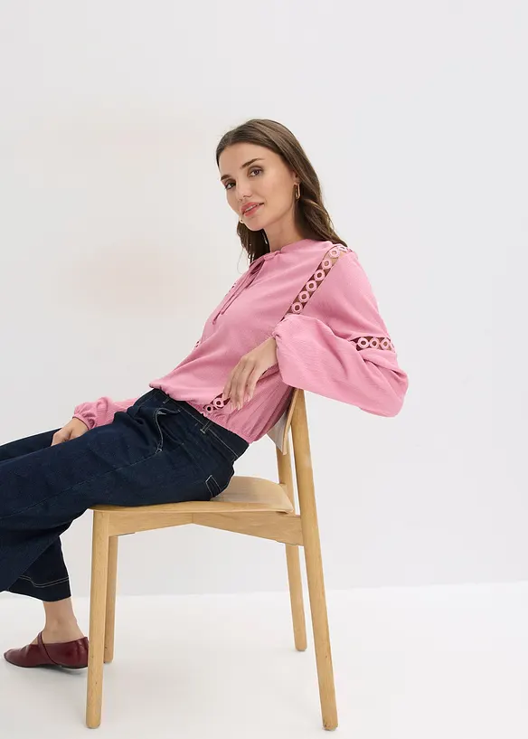 Langermet topp i strukturert krepp, bonprix