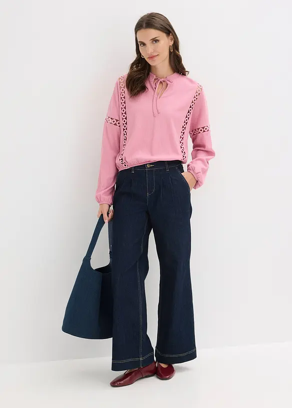 Langermet topp i strukturert krepp, bonprix