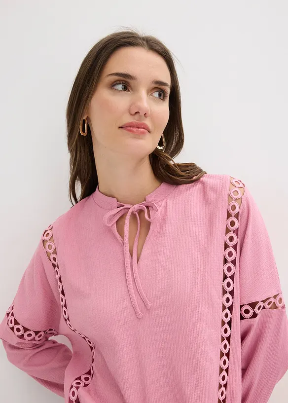 Langermet topp i strukturert krepp, bonprix