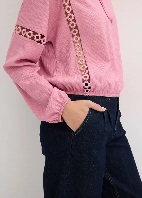 Langermet topp i strukturert krepp, bonprix