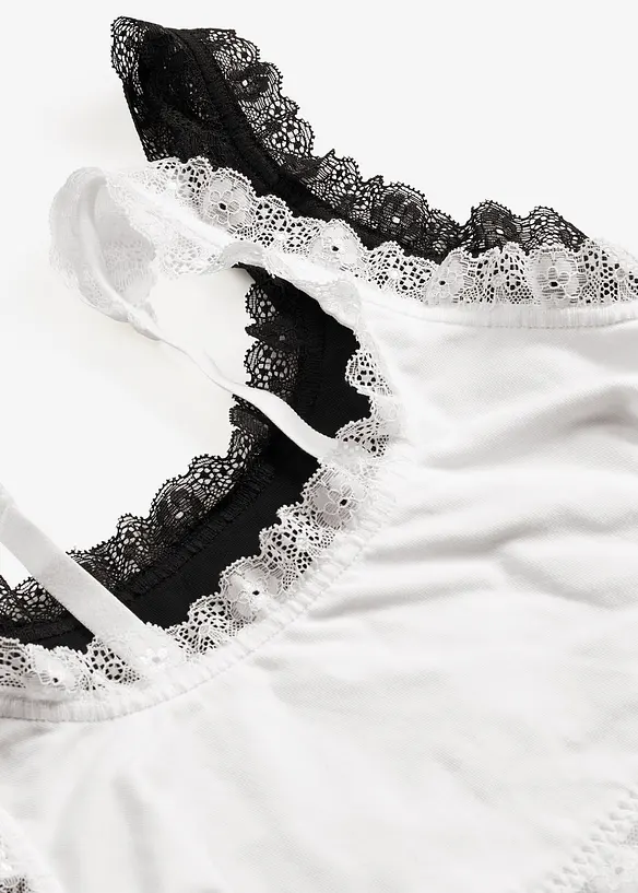 BH-topp med &oslash;kologisk bomull og blonder (2-pack), bonprix