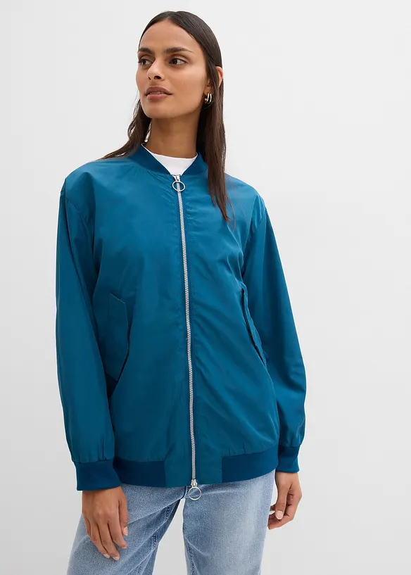 Pilotjakke i vid modell med leopardm&oslash;nstret f&ocirc;r, bonprix