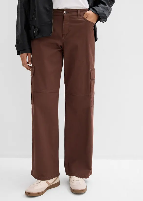 Cargobukse i bomull med elastan, bonprix