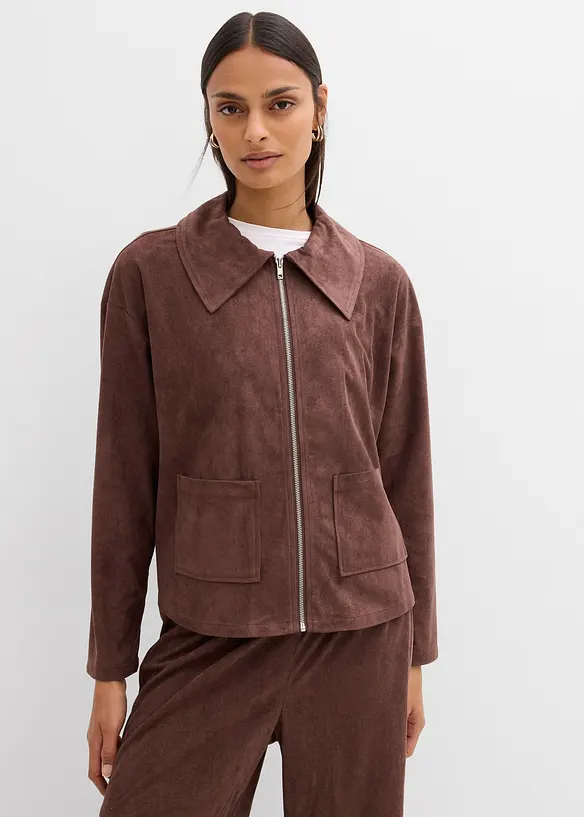 Skjortejakke i imitert, semsket skinn, bonprix