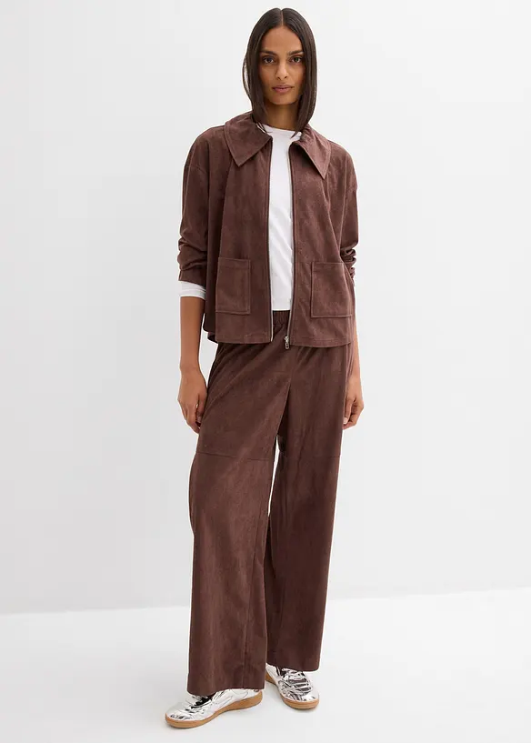 Skjortejakke i imitert, semsket skinn, bonprix