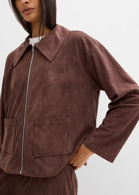 Skjortejakke i imitert, semsket skinn, bonprix