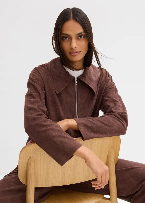 Skjortejakke i imitert, semsket skinn, bonprix