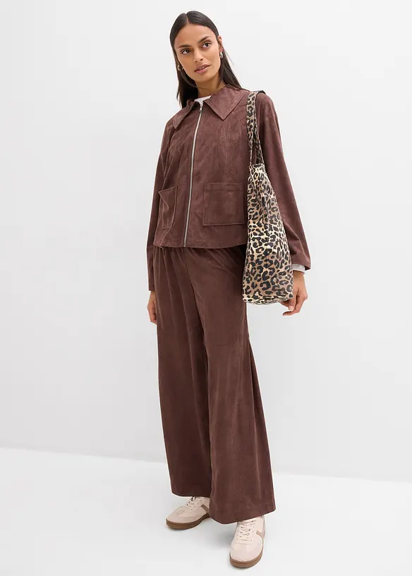 Pull on-bukse i imitert, semsket skinn, bonprix