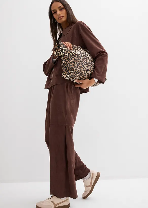 Pull on-bukse i imitert, semsket skinn, bonprix