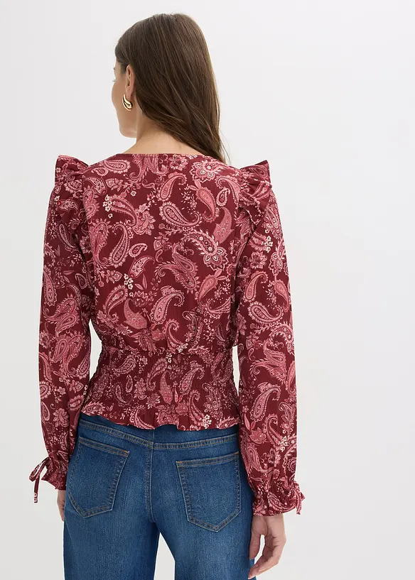 Rysjebluse med vaflet nederkant, bonprix