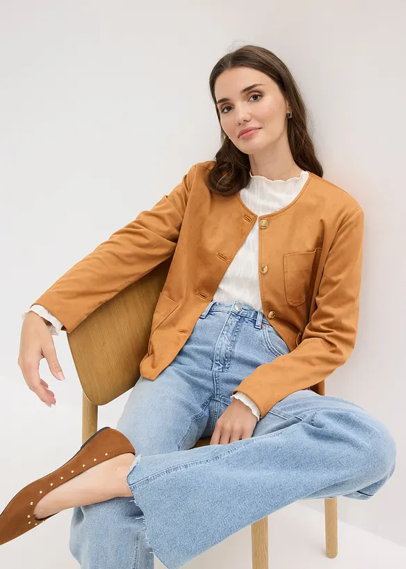 Jakke i imitert, semsket skinn, bonprix