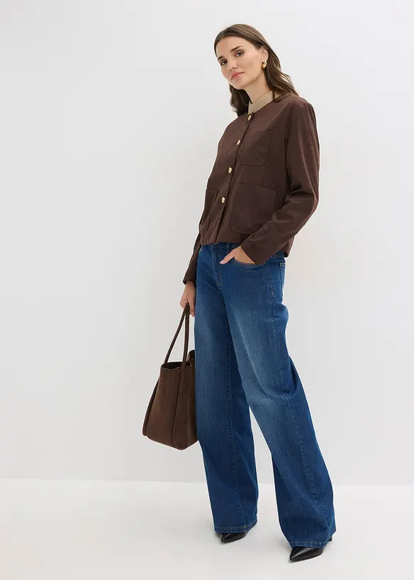 Jakke i imitert, semsket skinn, bonprix