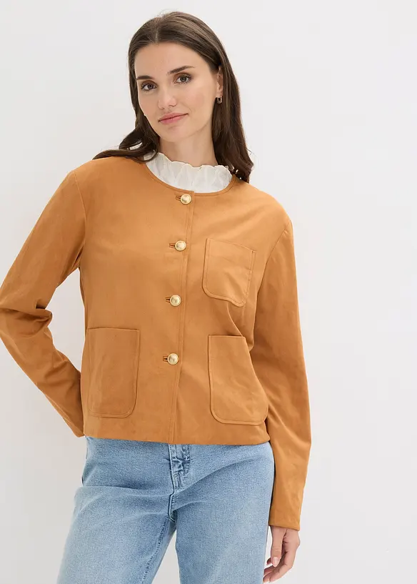 Jakke i imitert, semsket skinn, bonprix