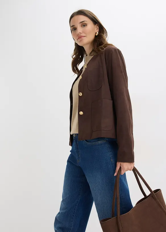 Jakke i imitert, semsket skinn, bonprix