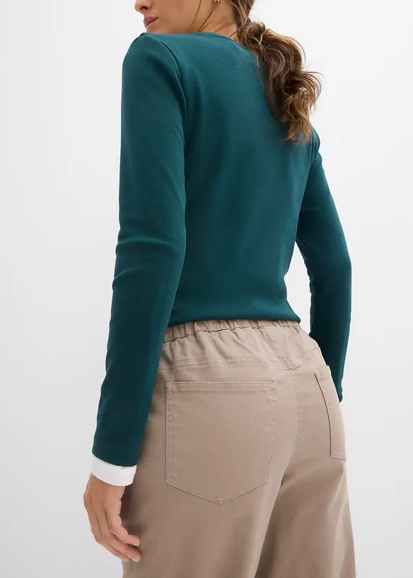 Barrel twillbukse, Mid Waist, komfortlinning, bonprix