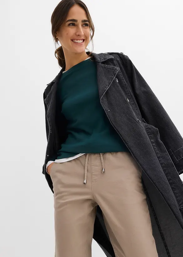 Barrel twillbukse, Mid Waist, komfortlinning, bonprix