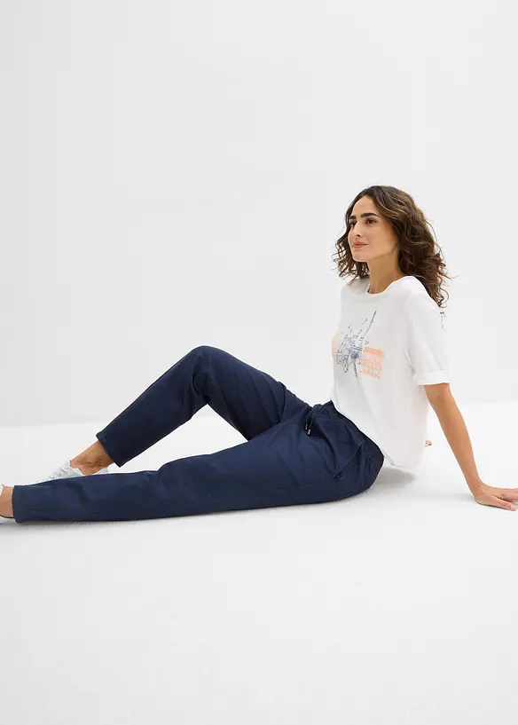 Barrel twillbukse, Mid Waist, komfortlinning, bonprix