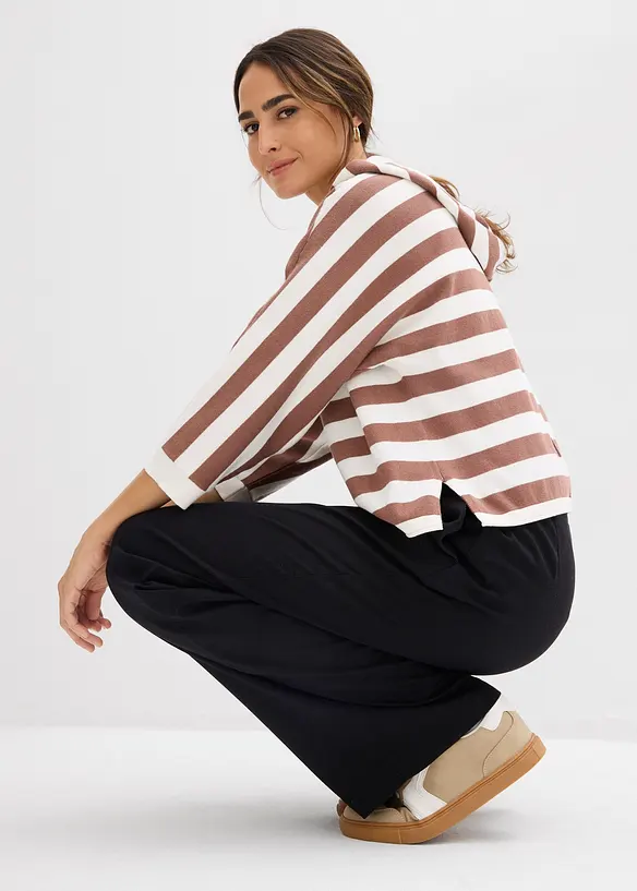 Oversized, finstrikket genser i bomullsmiks, bonprix