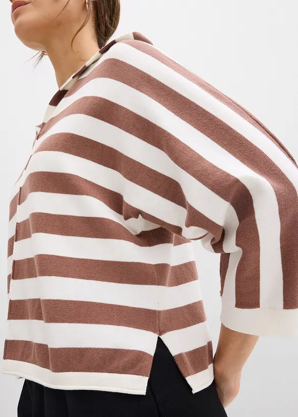 Oversized, finstrikket genser i bomullsmiks, bonprix