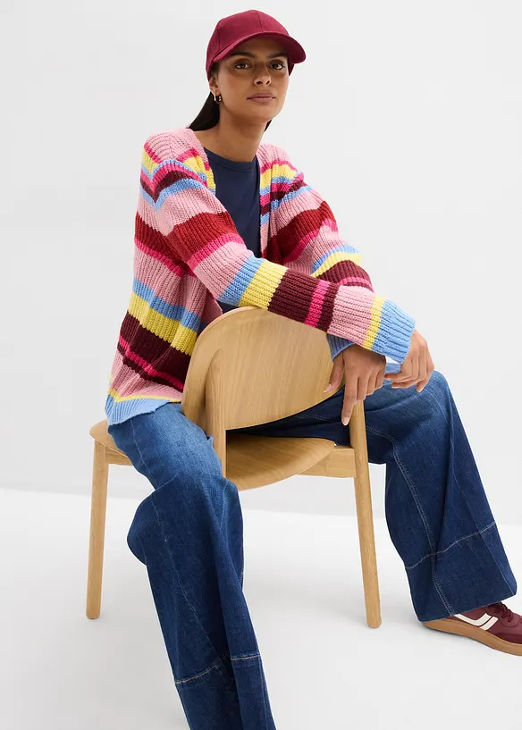 Oversized cardigan med ull, bonprix