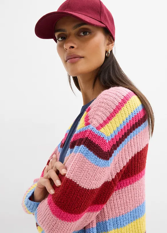 Oversized cardigan med ull, bonprix