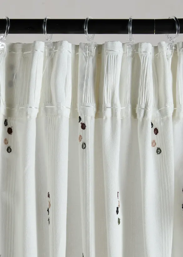 Gardin i &oslash;kologisk bomull med vevd prikkem&oslash;nster (1-pack), bonprix