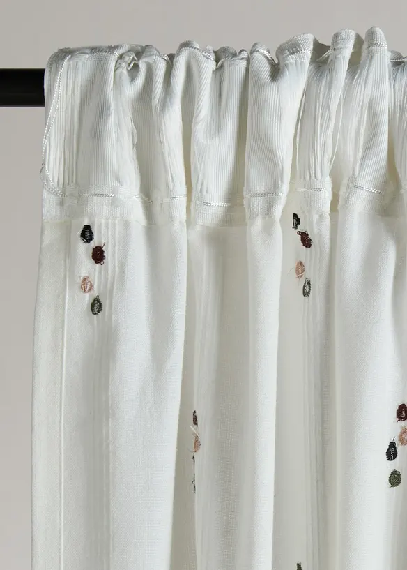 Gardin i &oslash;kologisk bomull med vevd prikkem&oslash;nster (1-pack), bonprix