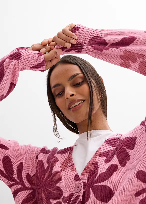 Cardigan med trykt blomsterm&oslash;nster, bonprix