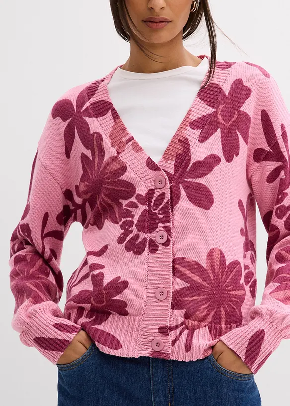 Cardigan med trykt blomsterm&oslash;nster, bonprix