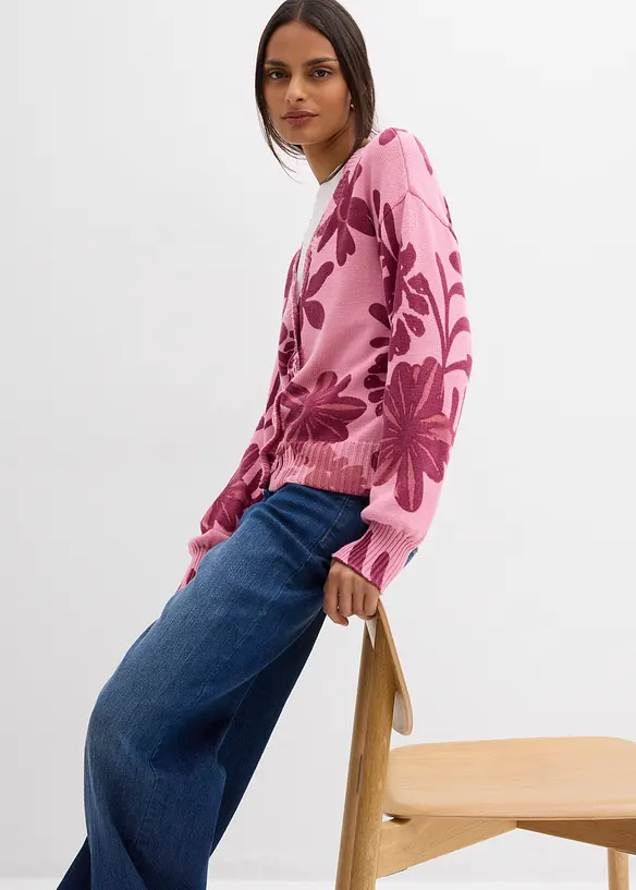 Cardigan med trykt blomsterm&oslash;nster, bonprix