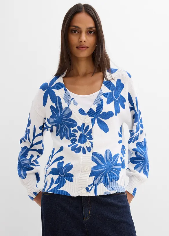 Cardigan med trykt blomsterm&oslash;nster, bonprix
