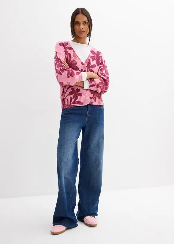 Cardigan med trykt blomsterm&oslash;nster, bonprix