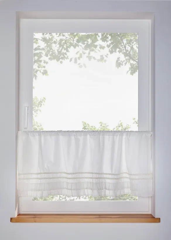 Gardinkappe i &oslash;kologisk bomull med rysjer, bonprix