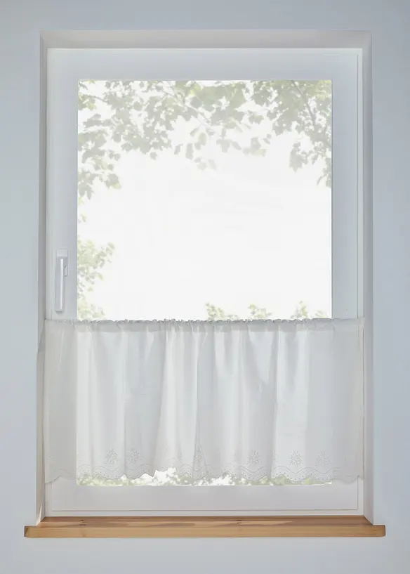 Gardinkappe i &oslash;kologisk bomull med broderi, bonprix