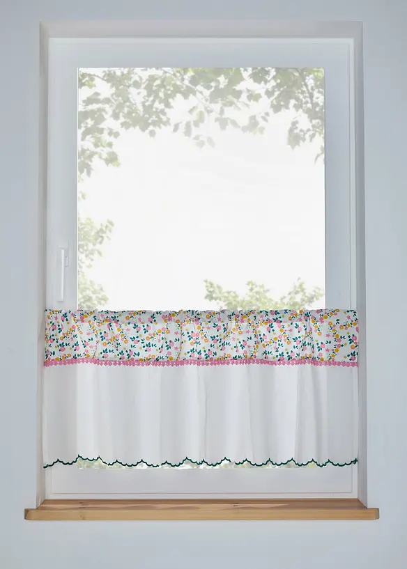 Gardinkappe av &oslash;kologisk bomull med blonde, bonprix