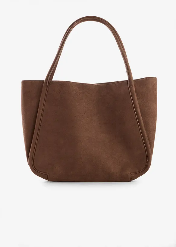 Shopper i imitert, semsket skinn, bonprix