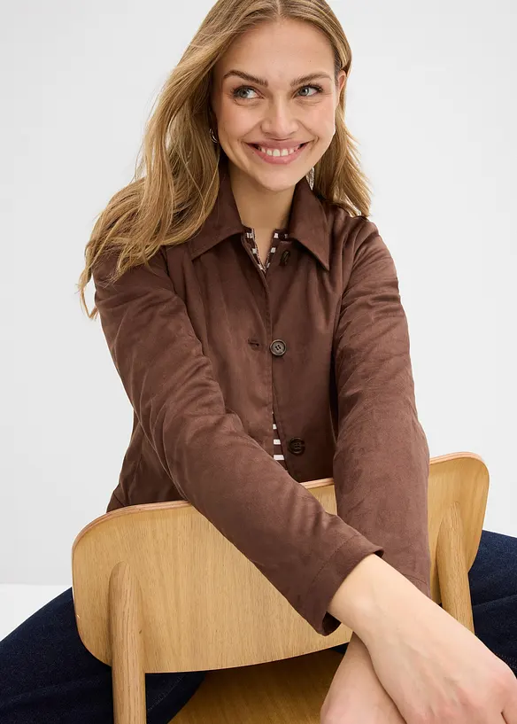 Jakke i imitert, semsket skinn, bonprix