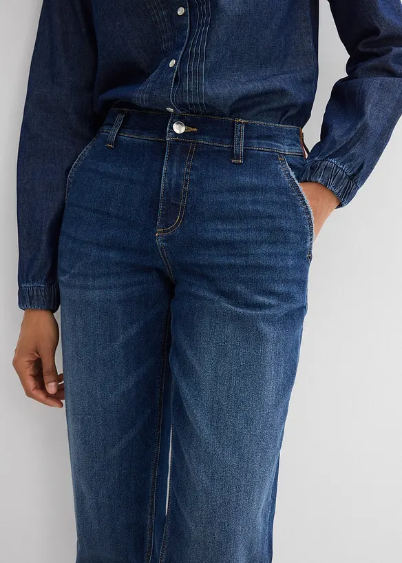 Boyfriend jeans, Mid Waist, strikklinning, bonprix