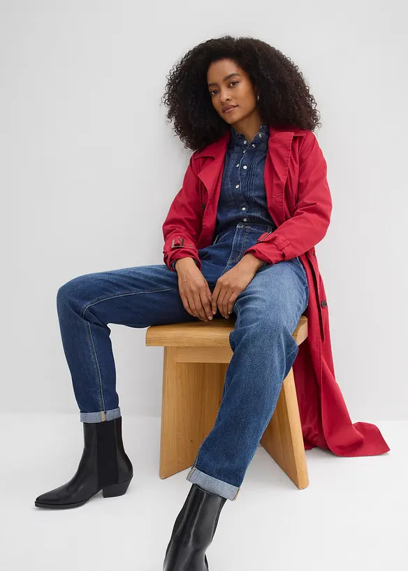 Boyfriend jeans, Mid Waist, strikklinning, bonprix