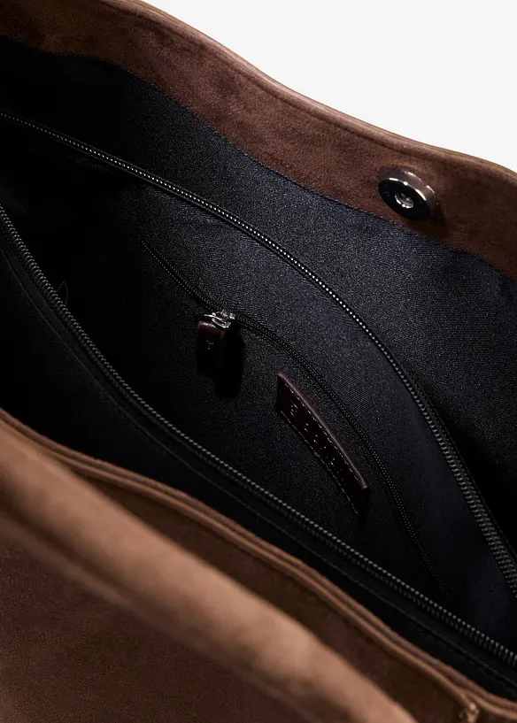 Shopper i imitert, semsket skinn, bonprix