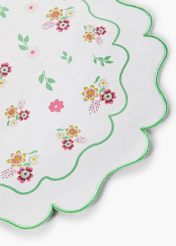 Bordsett rund med broderi (2-pack), bonprix