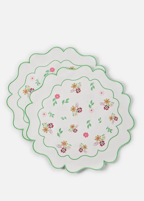 Bordsett rund med broderi (2-pack), bonprix