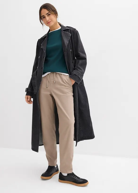 Barrel twillbukse, Mid Waist, komfortlinning, bonprix