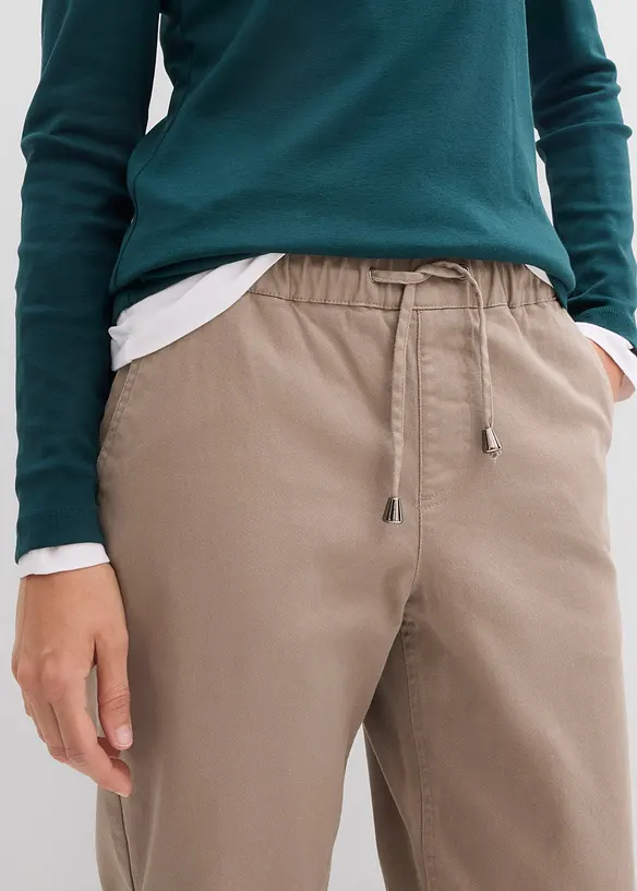 Barrel twillbukse, Mid Waist, komfortlinning, bonprix