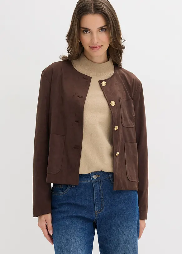 Jakke i imitert, semsket skinn, bonprix